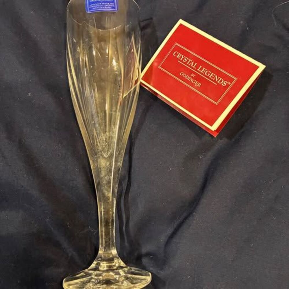 Crystal Legends Godinger 24% Lead Crystal Champagne Flute w/ Velvet Case
